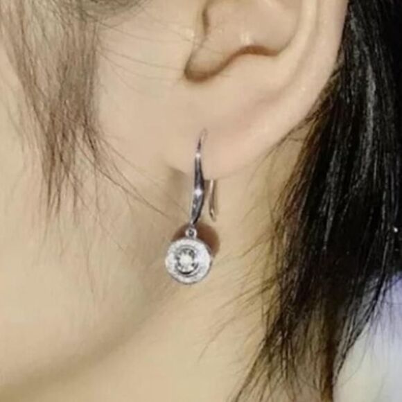 The Dazzling Dish 925 Silver and Cubic Zirconia Drop earrings - Picture 2 of 4